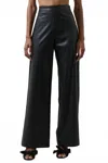 Sugarlips Anisa Leather Bern Wide-leg Pants In Black In Black
