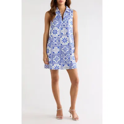 Sugarlips Arbor Tile Lexya Cotton Shift Dress In Blue