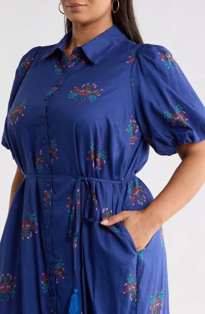 Sugarlips Arelia Button Down Midi Dress In Blue