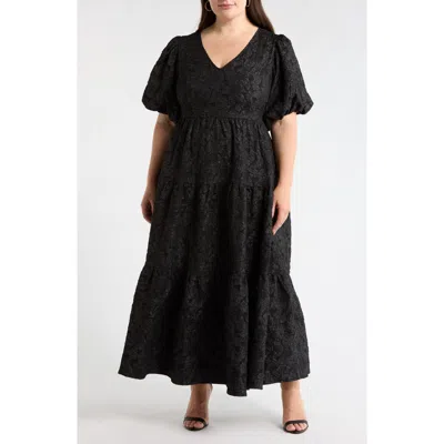 Sugarlips Arielle Floral Jacquard Maxi Dress In Black