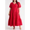 Sugarlips Arielle Floral Jacquard Maxi Dress In Red