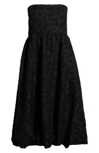 Sugarlips Arielle Floral Jacquard Strapless Maxi Dress In Black