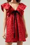 Sugarlips Arielle Jacquard Mini Babydoll Dress In Red In Red