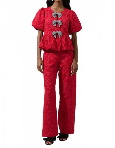 Sugarlips Arielle Jacquard Wide Leg Pant In Red