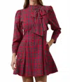 Sugarlips Arvada Plaid Padma Bow Mini Dress In Red Multi In Red