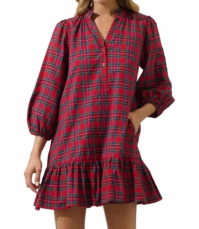 Sugarlips Arvada Plaid Santana Tie-back Midi Dress In Red Multi