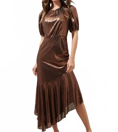 Sugarlips Asymmetrical Maxi Dress In Copper In Brown
