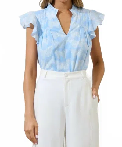 Sugarlips Aubry Butterfly Cindi Ruffle Top In Blue