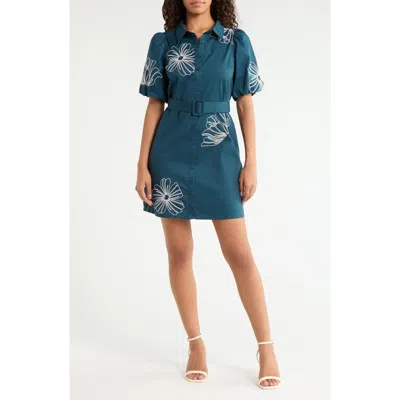Sugarlips Aurely Embroidered Cotton Minidress In Blue