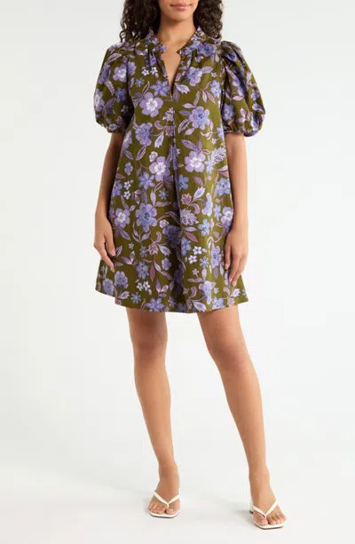 Sugarlips Aurora Puff Sleeve Shift Minidress In Green