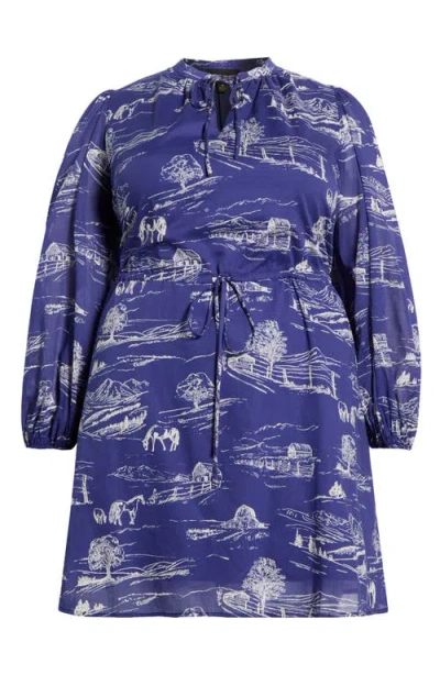 Sugarlips Avon Town Viany Long Sleeve Dress In Blue