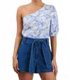 Sugarlips Azul One Shoulder Blouse In Blue In Blue