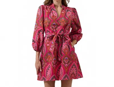 Sugarlips Azura Floral Poplin Mini Dress In Berry Multi