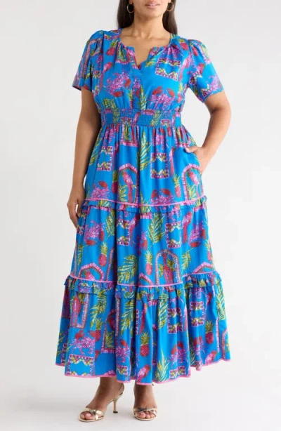 Sugarlips Bally Tropical Print Tiered Maxi Dress In Multi