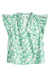 Sugarlips Baxley Risette Ruffle Floral Cotton Top In Multi