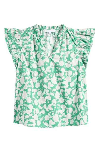 Sugarlips Baxley Risette Ruffle Floral Cotton Top In Multi
