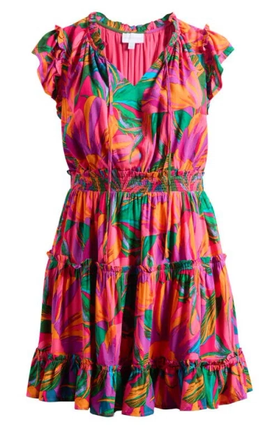 Sugarlips Beal Toledo Tropical Tiered Dress In Multi