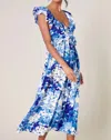 SUGARLIPS BEAUTY AND GRACE FLORAL MIDI DRESS IN BLUE AND IVORY