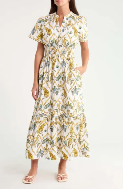 Sugarlips Belraj Tiered Cotton Poplin Maxi Dress In Multi