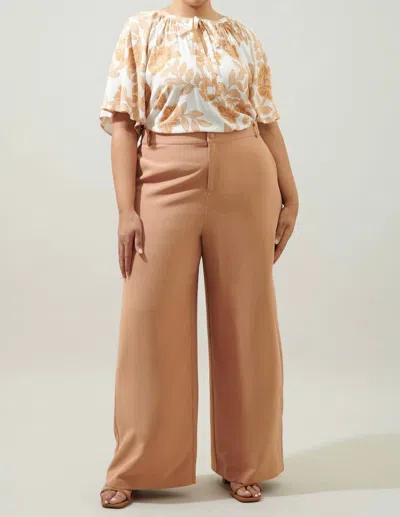 Sugarlips Belted Wide Leg Trousers In Camel