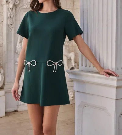 Sugarlips Benicia Bow Short Sleeve Mini Dress In Emerald In Green