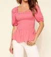 Sugarlips Bento Smocked Ruffle Top In Pink In Pink