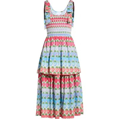 Sugarlips Berry Burst Kasia Sleeveless Smocked Midi Dress In Multi