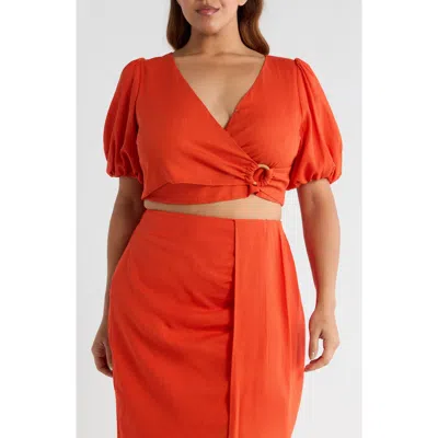 Sugarlips Bet On You Faux Wrap Crop Top In Orange