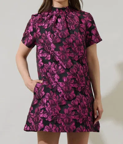 Sugarlips Bethan Jacquard Floral Nova Back Bow Tie Mini Dress In Pink In Multi