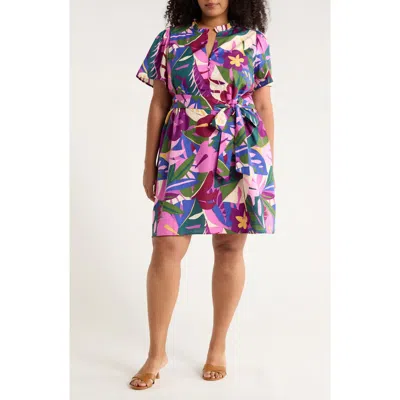 Sugarlips Blain Floral Ema Belted Dress In Purple