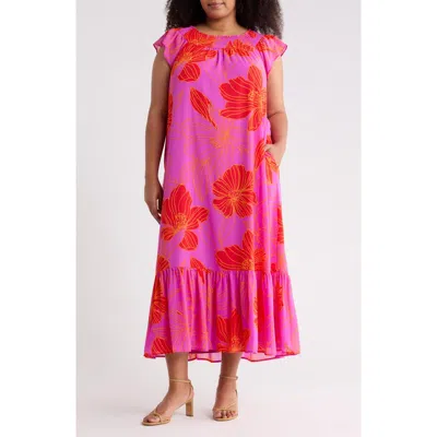 Sugarlips Blakely Floral Jane Midi Dress In Pink
