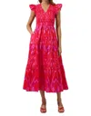 Sugarlips Blevin Ikat Smocked Tiered Maxi Dress In Pink