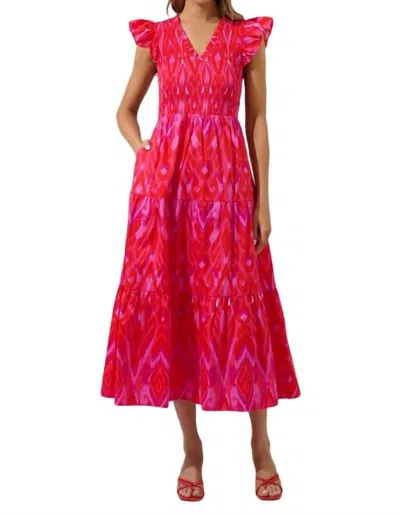 Sugarlips Blevin Ikat Smocked Tiered Maxi Dress