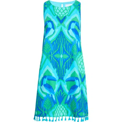 Sugarlips Blissy Tropical Winda Trapeze Dress In Blue