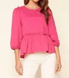 Sugarlips Bloomheart Balloon Sleeve Blouse In Pink In Pink