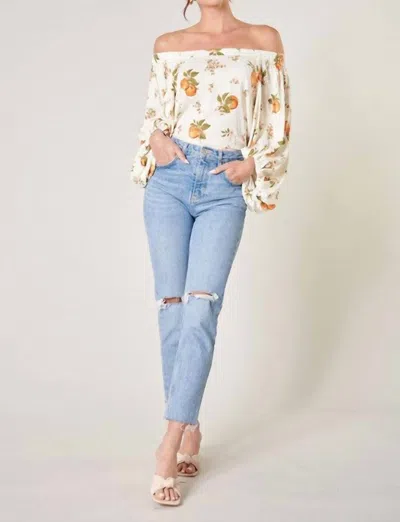 Sugarlips Blossom Off The Shoulder Top In Orange Print In Multi