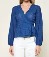 Sugarlips Bootsy Eyelet Wrap Top In Navy In Blue
