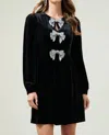 Sugarlips Bow Velvet Mini Dress In Bla In Multi