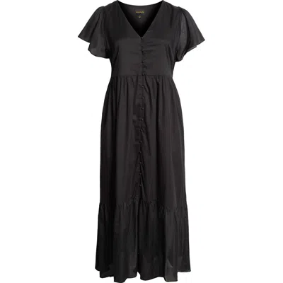 Sugarlips Brigid Flutter Sleeve Midi Dress In Black