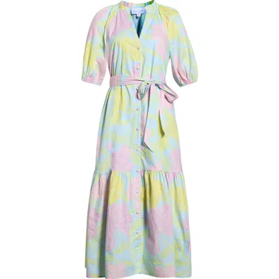 Sugarlips Brisa Floral Wynette Tiered Midi Dress In Multi