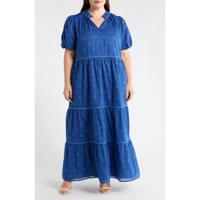 Sugarlips Briza Medallion Renley Tiered Maxi Dress In Blue