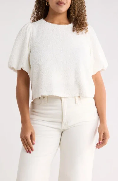 Sugarlips Bubble Sleeve Crop Top In White