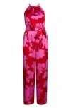 Sugarlips Burning Love Floral Print Jumpsuit In Pink