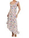 Sugarlips Butterfly Asymmetrical Midi Dress In White In Multi