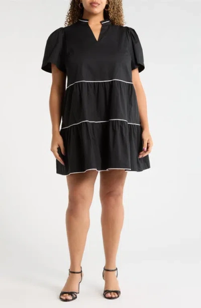 Sugarlips Candace Tiered Mini Dress In Black