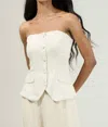 Sugarlips Candida Strapless Button Up Top In Natural In White