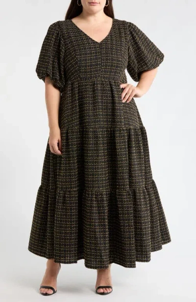 Sugarlips Carrol Zaylee Tweed Tillie Maxi Dress In Black
