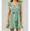 Sugarlips Cassia Floral Aurellia Mini Dress In Green