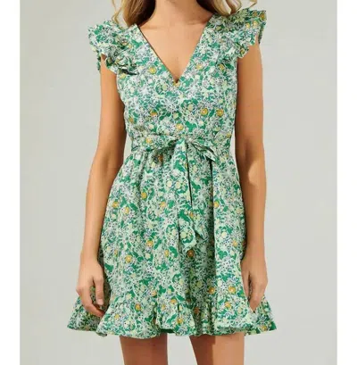 Sugarlips Cassia Floral Aurellia Mini Dress In Green