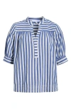 Sugarlips Catana Stripe Split Neck Top In Blue